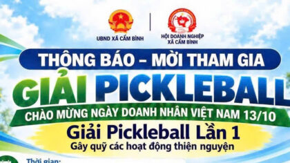 Giải Pickleball xã Cẩm Bình lần thứ Nhất năm 2026 dự kiến tổ chức ngày 4/10.