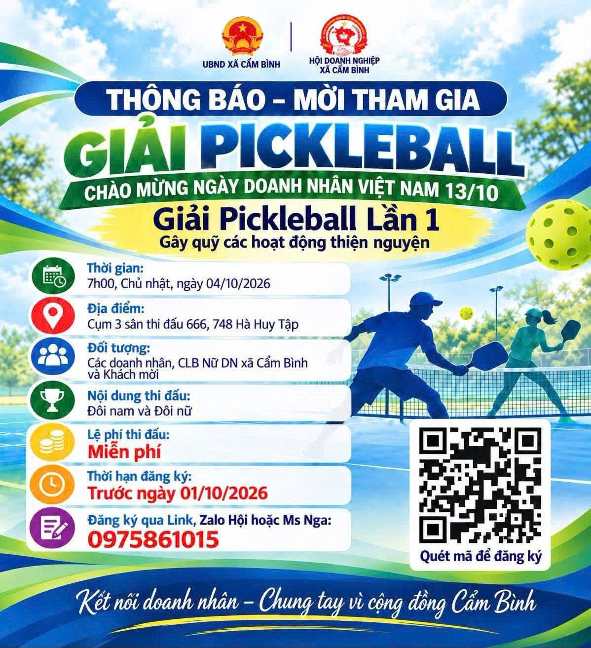 Vận động viên đăng ký tham gia giải bằng cách quét mã QR của Ban tổ chức. cam-binh-pick.jpg